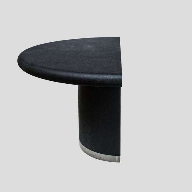 Demi Lune Consoles Tables in Black Lacquer, 1980s, Set of 2 For Sale - Image 11 of 13