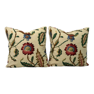 Robert Allen “Jardin Lila” 21”x21” Feather/Down Pillows - A Pair