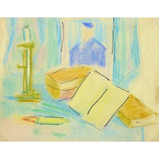 Vintage French Ink and Pastel - Tablescape For Sale