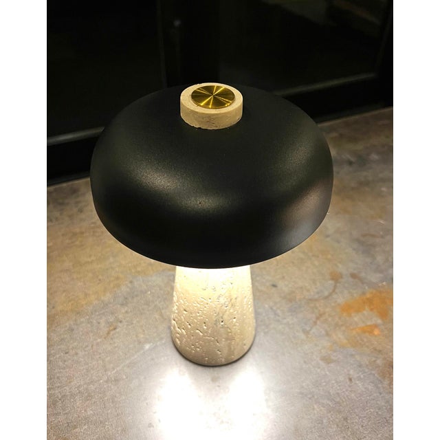 Porcini Travertine Black Table Lamp For Sale - Image 10 of 10