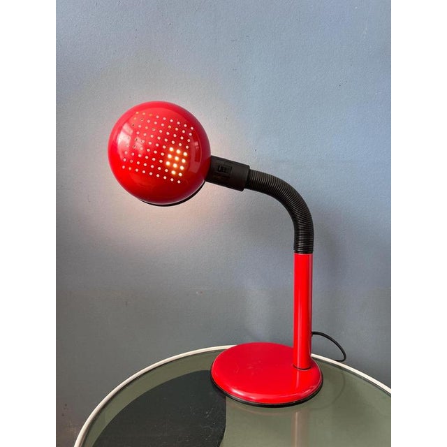 Mid-Century Space Age Flexible Red Table Lamp For Sale - Image 4 of 13