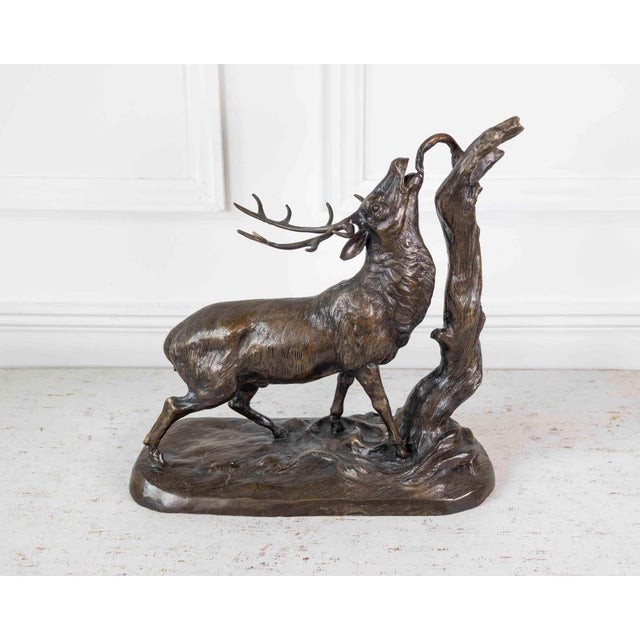 Bronze Large Bronze Animal Group – Rutting Stag – Late 19th Century. For Sale - Image 8 of 12