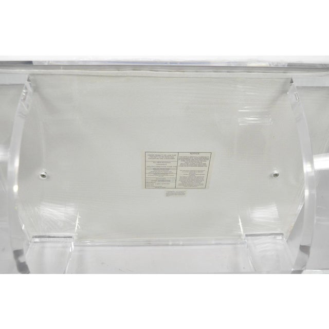 Contemporary Modern Lucite Acrylic X-Form White Vanity Bench Stool Seat For Sale - Image 13 of 15