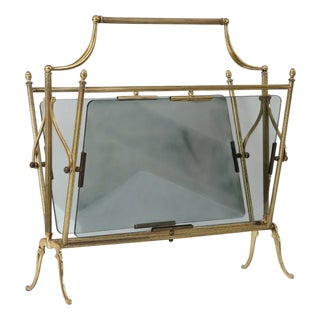 Decorative Brass Magazine Rack, Italy, 1950s For Sale