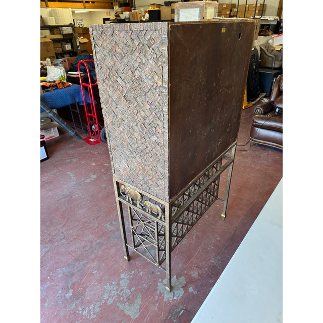 Mid-Century Modern 1970s Vintage Maitland-Smith Lighted Elephant Bar Cabinet For Sale - Image 3 of 14