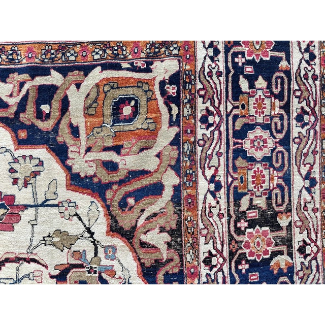 Antique Persian Lavar Kerman Oriental Carpet, Handmade, White, Navy, Jewel Tone For Sale - Image 14 of 18