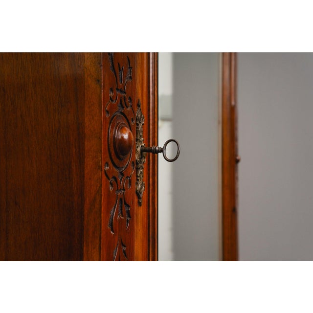 Brown Gründerzeit Wardrobe in Walnut, Late 19th Century For Sale - Image 8 of 18