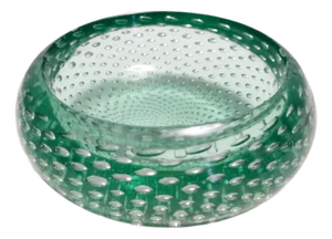 Vintage Aquamarine Bullicante Murano Glass Ashtray, 1960s