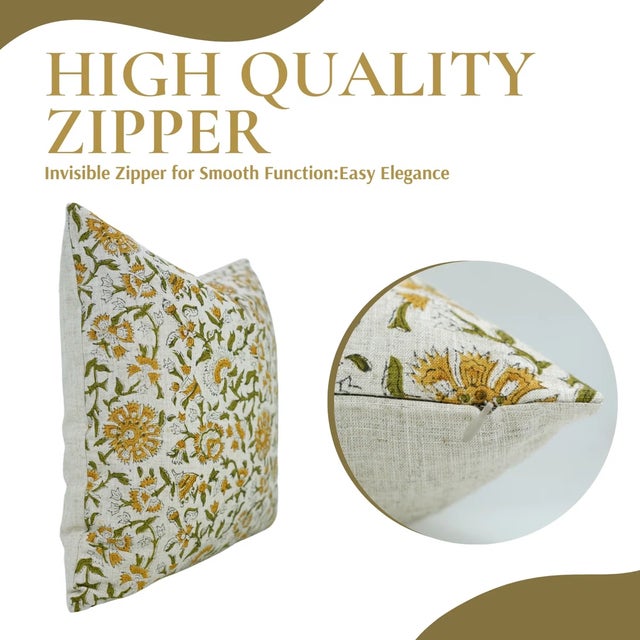 Art Deco Fabdivine Colorful Block Print Cushion Cover 14x36 Inch Viscose Linen-Pushplata For Sale - Image 3 of 5