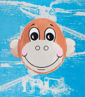 Jeff Koons Monkey Train Beach Towel, Jeff Koons Monkey Train Blue