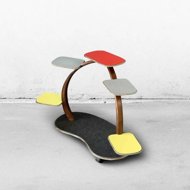 Large Mid-Century German Colorful Plant Stand or Flower Table, 1950s For Sale - Image 4 of 13