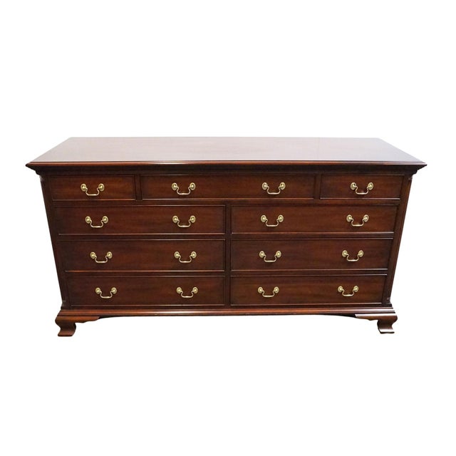 Traditional Henkel Harris Genuine Solid Mahogany Traditional 66" Double Dresser For Sale - Image 3 of 13