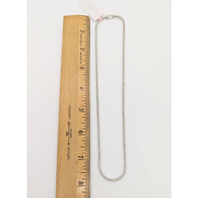 White Diamond Round Tennis Necklace in 14K White Gold For Sale In Los Angeles - Image 6 of 6