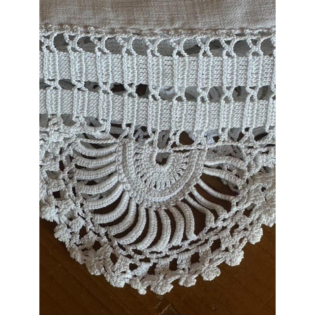 Antique French Fine Linen Ag Monogram Sheet, Hand-Drawn Thread Openwork, Exquisite Crocheted Lace Edge For Sale - Image 9 of 14