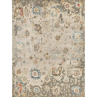 Exquisite Rugs Essex Hand-Knotted New Zealand Wool Tan/Blue/Rust Rug-10'X14' For Sale
