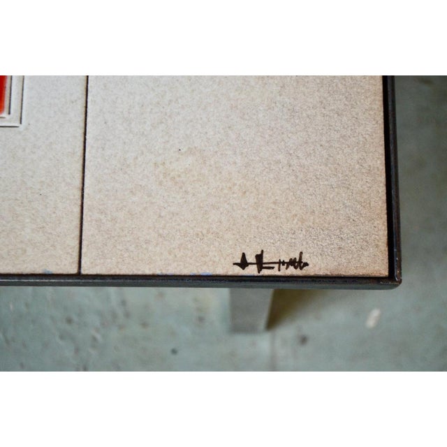 Mid-Century French Ceramic Coffee Table with Multicolored Abstract Decor For Sale - Image 13 of 14