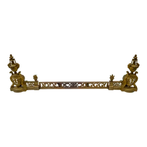 19th Century French Ormolu Gilt Bronze Fireplace Chenets and Fender