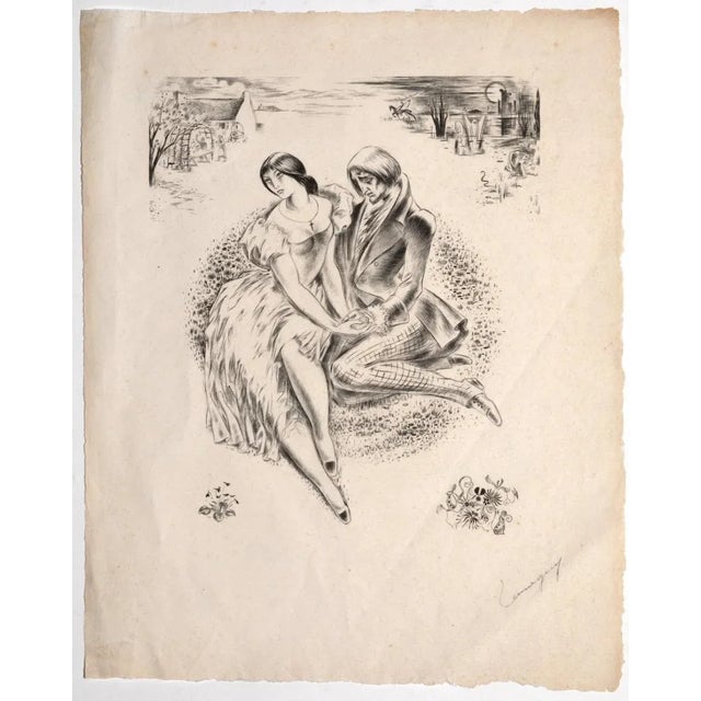 Figures is an original print by Paul Pierre Lemagny. Hand-signed on the lower right. Good conditions except for worn...