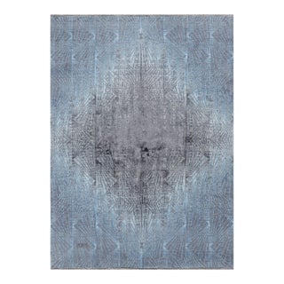 Rug & Kilim’s Contemporary Geometric Rug in Blue and Gray “Abstract Medallion” For Sale