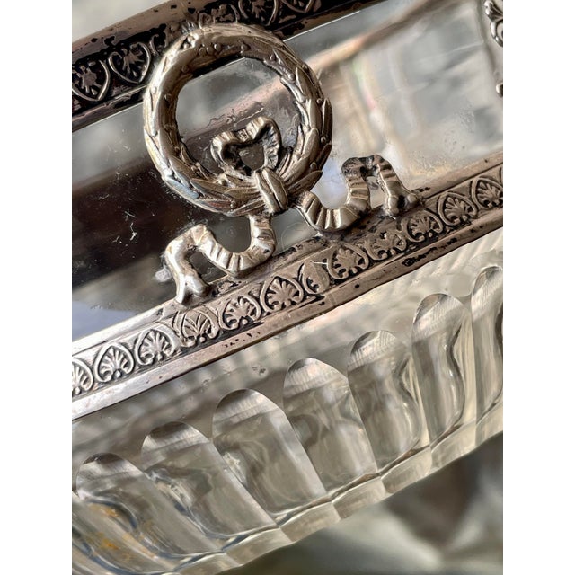 Metal Early 20th Century Neoclassical Laurel Wreath Griffins Urn 800 Silver Decorated Rimmed Glass Bowl For Sale - Image 7 of 7