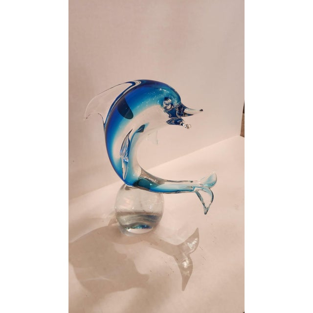 Glass Mid-Century Murano Glass Dolphin Sculpture For Sale - Image 7 of 7