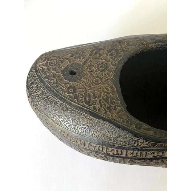 Antique Elaborately Carved Beggar's Bowl Kashkul For Sale - Image 11 of 12