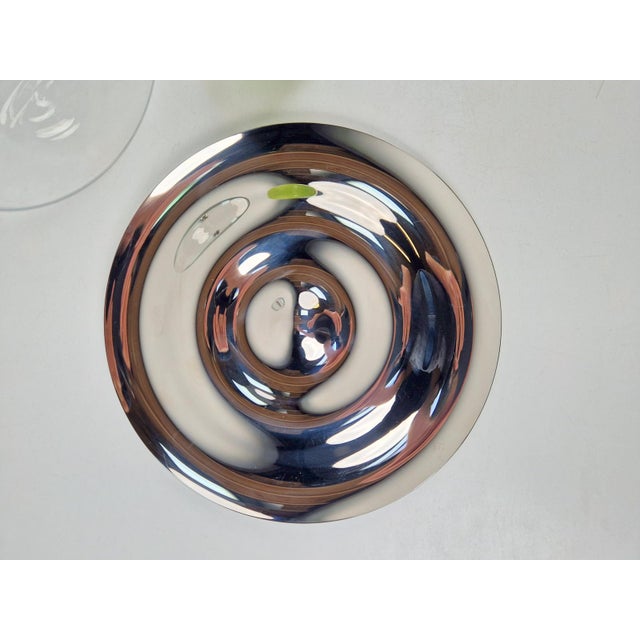 Flow Glass Dome with Serving Dish in Stainless Steel by Gijs Bakker for Royal VKB Walnut, 2000, Set of 3 For Sale - Image 9 of 12
