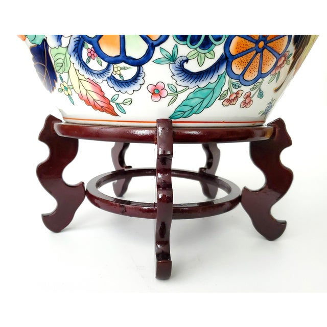 Planter Fishbowl Goldfish Gold Fish Bowl & Stand -Tobacco Leaf For Sale - Image 11 of 12