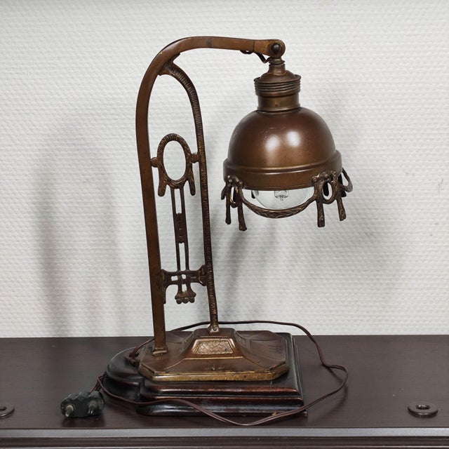 Art Deco Early 20th Century Italian Art Nouveau/Industrial Brass Desk Lamp For Sale - Image 3 of 13