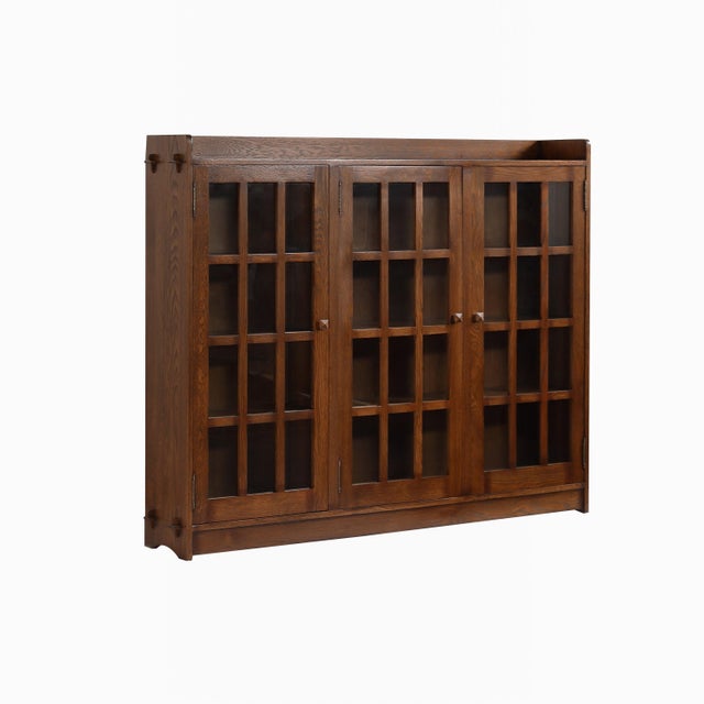 Mission Oak 3 Door Display Bookcase For Sale - Image 10 of 14
