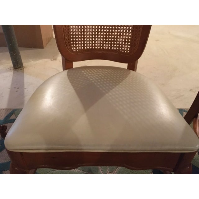 1960s Shelby Williams 1960’s French Provincial-Style Breakfast Nook Square-Top Table and 3 Cane-Back Chairs - Set of 4 For Sale - Image 5 of 11