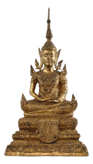 Thai Artist, Large Bronze Buddha, 1800s, Bronze and Gold Leaf