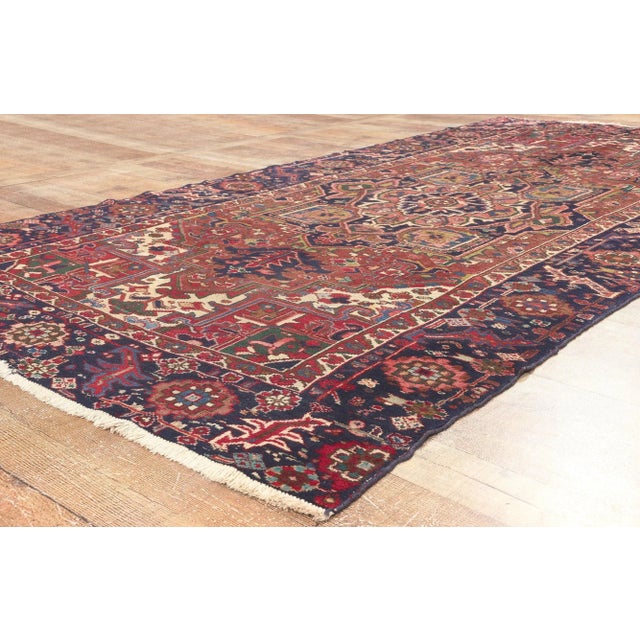 Textile Early 20th Century Antique Persian Heriz Rug - 05'01 X 10'02 For Sale - Image 7 of 9