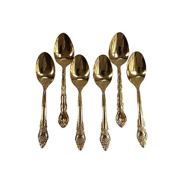 Mid 20th Century Vintage Baroque Style Gold Spoons - Set of 6 For Sale - Image 5 of 5