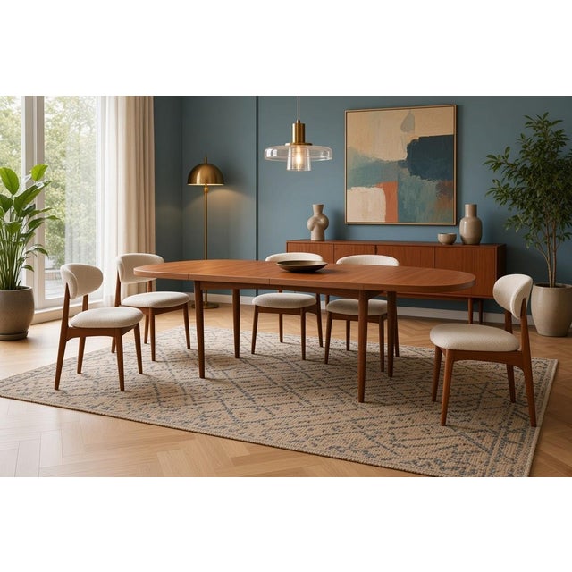 Oval Dining Table in Teak and Oak with Two Extension Leaves by Bertil Fridhagen for Bodafors, 1960 For Sale - Image 9 of 17