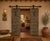 Antique Indian Carved and Painted Teakwood Gujarati Door, each door panel with 8 panels, centered with an iron strap with...