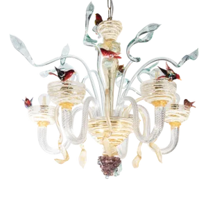 Five-Light Blown Glass Chandelier by Bottega Veneziana