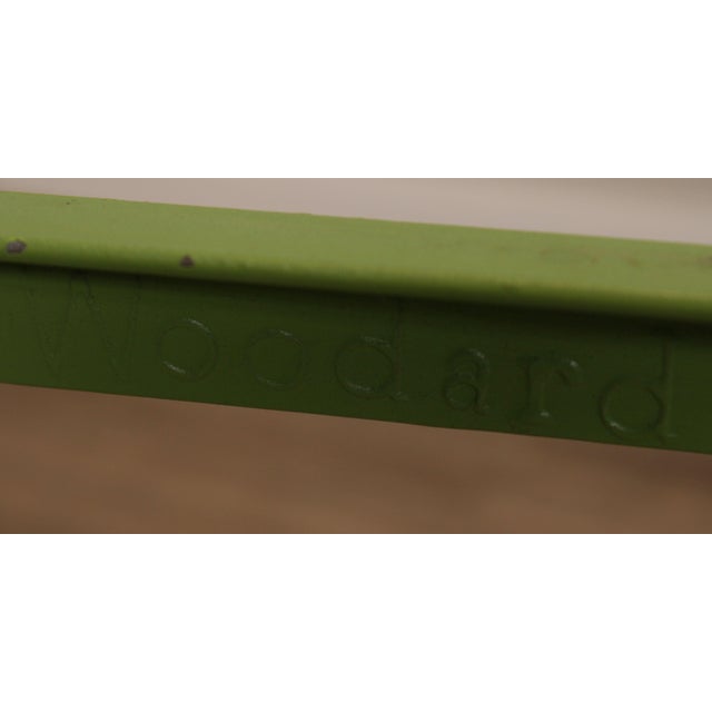 Woodard Vintage Green Painted Wrought Iron Glass Top Patio Side Table