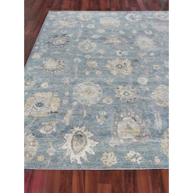 Rugs Evie Hand Knotted Wool Light Blue & Multi - 14'x18' For Sale - Image 4 of 9