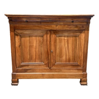 French 19th Century Louis Philippe Solid Walnut Two Door Buffet For Sale