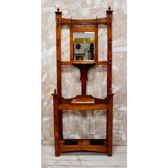 Antique Arts and Crafts Oak Hall Stand, 1880 For Sale - Image 4 of 11