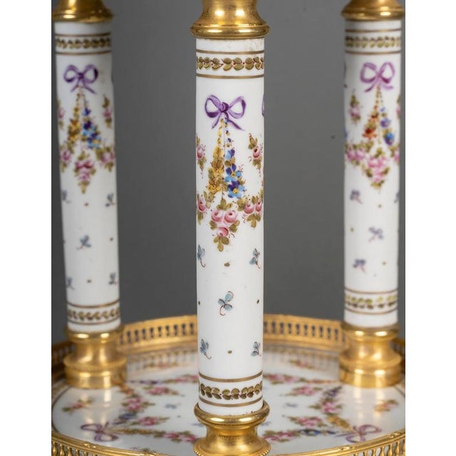 Metal Napoleon III Painted Porcelain and Gilt Bronze Column Planter For Sale - Image 7 of 8
