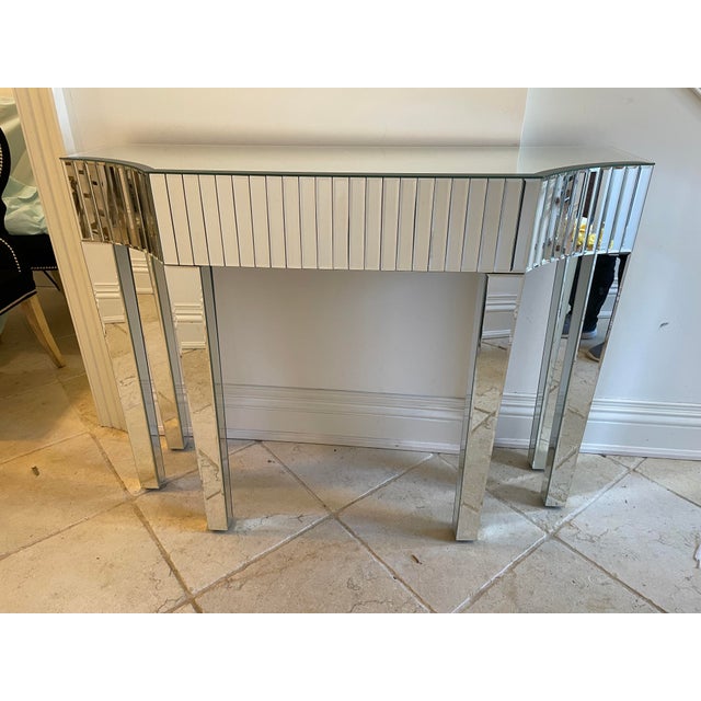 Uttermost Beveled Mirror Channel Front Console Table | Chairish