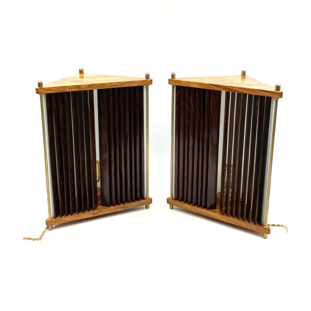 Palisander and Brass Table Lamps by Leonardo Mosso, Italy, 1970s, Set of 2 For Sale - Image 3 of 18