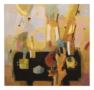 Victor Karnauh, Still Life on Black Table, Oil on Canvas