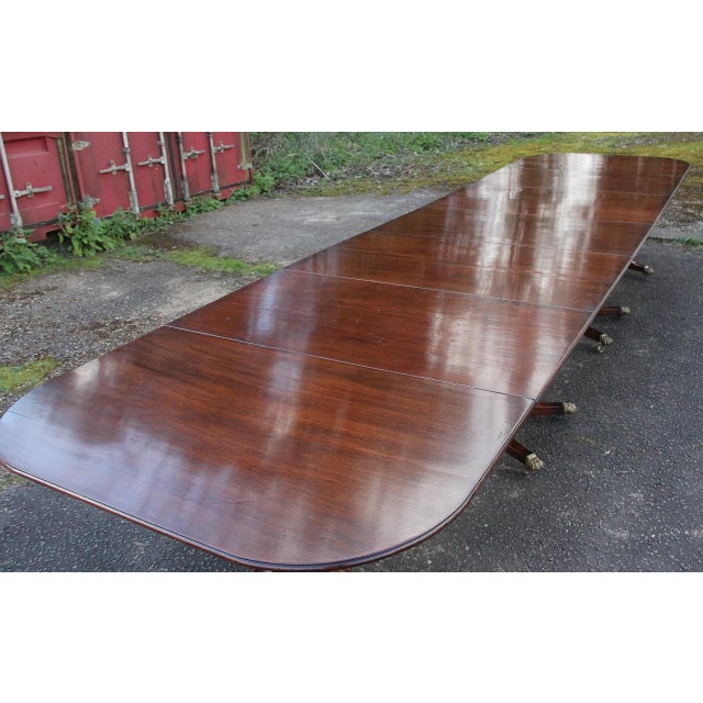 Large Early 20th Century Mahogany Four-Pedestal Dining Table, 1920s For Sale - Image 9 of 11