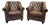 Restoration Hardware Distressed Leather Club Chairs, Pair – Tufted English Library Lounge Chairs With Rolled Arms & Brass Casters For Sale