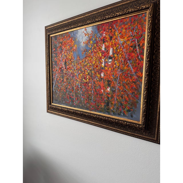 This is one paining to which photography does no justice. The hot yellows rising above the warm ambers and oranges. The...