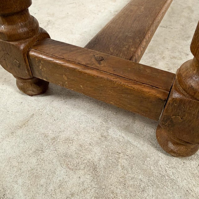 Brown Antique Oak Benches with Turned Legs, 1920s, Set of 2 For Sale - Image 8 of 15