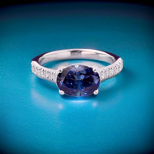 Natural Sapphire Diamond Ring 6.5 14k W Gold 3.15 TCW Certified For Sale - Image 9 of 14